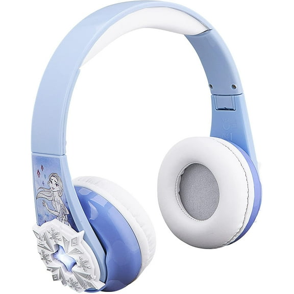 eKids Disney Frozen Bluetooth Headphones with EZ Link, Wireless Headphones with Microphone and Aux Cord, Kids Headphones for School, Home, or Travel