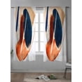 thumbnail image 4 of Navy Blue Burnt Orange Curtains 72 Inch Length,Sheer Curtains for Bedroom Living Room Window Abstract Contemporary Geometric Rod Pocket Drapes Kitchen Curtains Small Half Window 52"x72" 2 Panels, 4 of 6