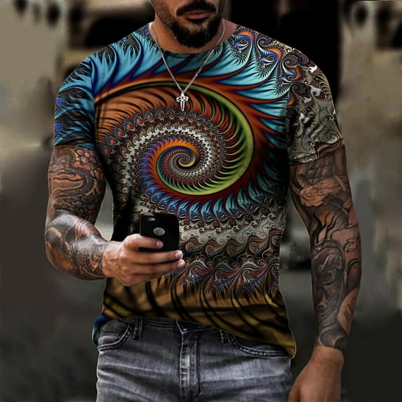 Floenr Mens T Shirts,Men's Unisex Daily T Shirt 3D Print Graphic Prints Animal Print Long Sleeve Tops Casual Bloue