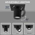 thumbnail image 3 of LUXRITE 1-Head Adjustable Recessed LED Light, 5CCT, 3W, 200LM, 355 Rotation & 80 Tilt, Dimmable, IC Rated Black 2 Pack, 3 of 7