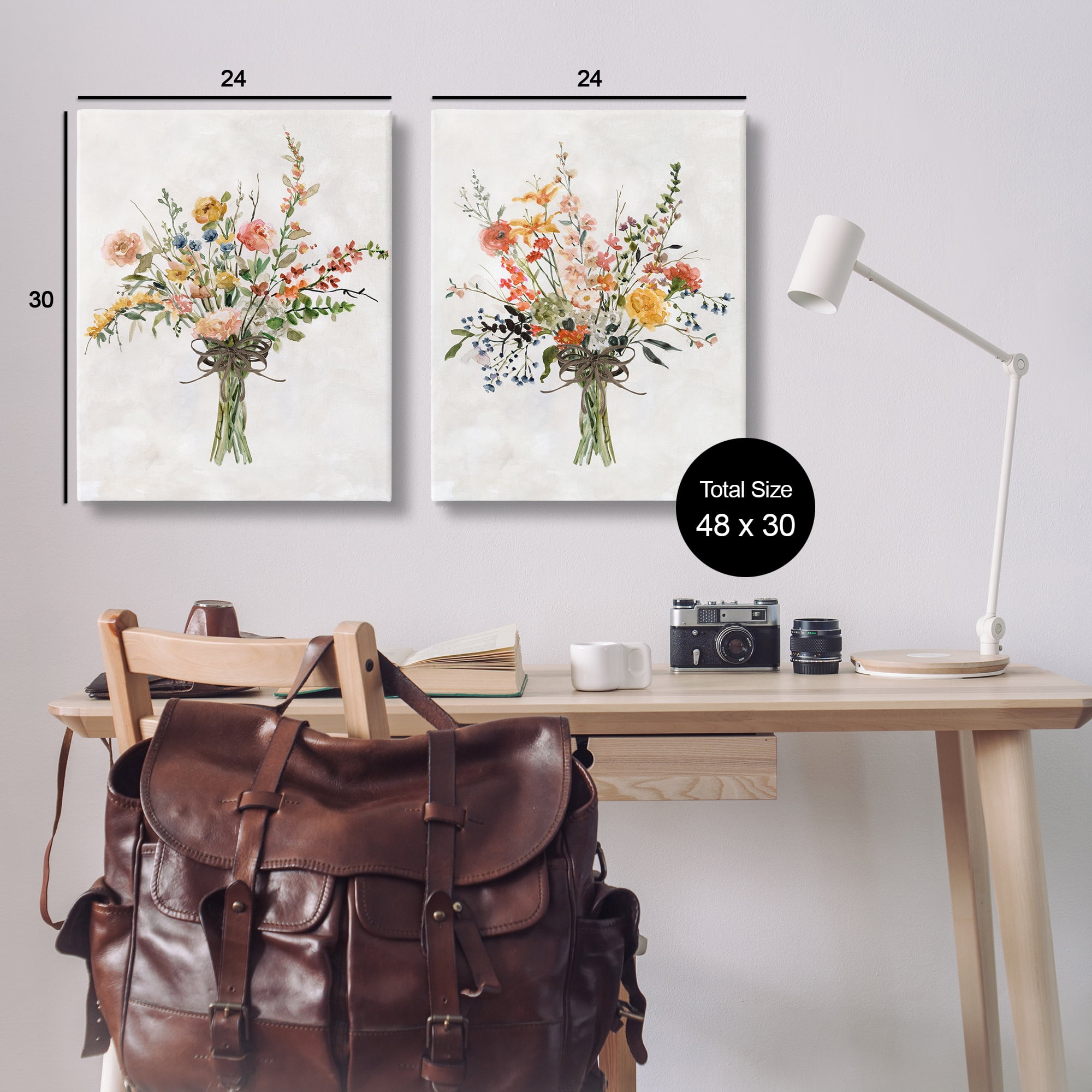 Stupell Industries Fresh Cut Tied Floral Bouquet Plants & Flowers Painting Wrapped Canvas Art Print Wall Art, 24 x 30, Set of 2