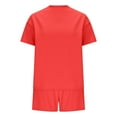 thumbnail image 5 of CheerKidz Womens Solid Color Loose 2 Piece Outfits 2025 Oversized Summer Shirts Shorts Set Casual Beach Ribbed Short Sleeve Matching Set(Z02-Red,L), 5 of 6