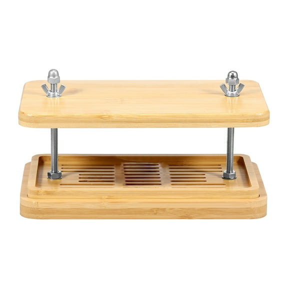Austok Bamboo Tofu Press with Drip Tray and Middle Strainer Tofu Strainer Press Practical Tofu Drainer Reusable Tofu Press Maker Efficient Tofu Maker Press Mold Kit for Home Kitchen
