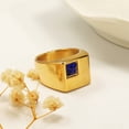 thumbnail image 5 of PAMTIER Men's Stainless Steel Simple Creative Square Solid Matte Finish Glossy Blue Crystal Gemstone Inlay Ring Wedding Band Gold Size 11, 5 of 5