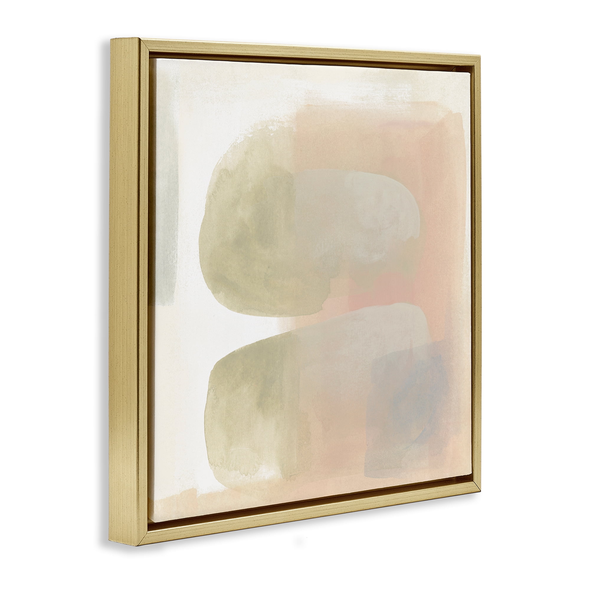 Stupell Industries Centric Neutral Shapes Abstract Painting Gold Floater Framed Canvas Art Print Wall Art, 18 x 18