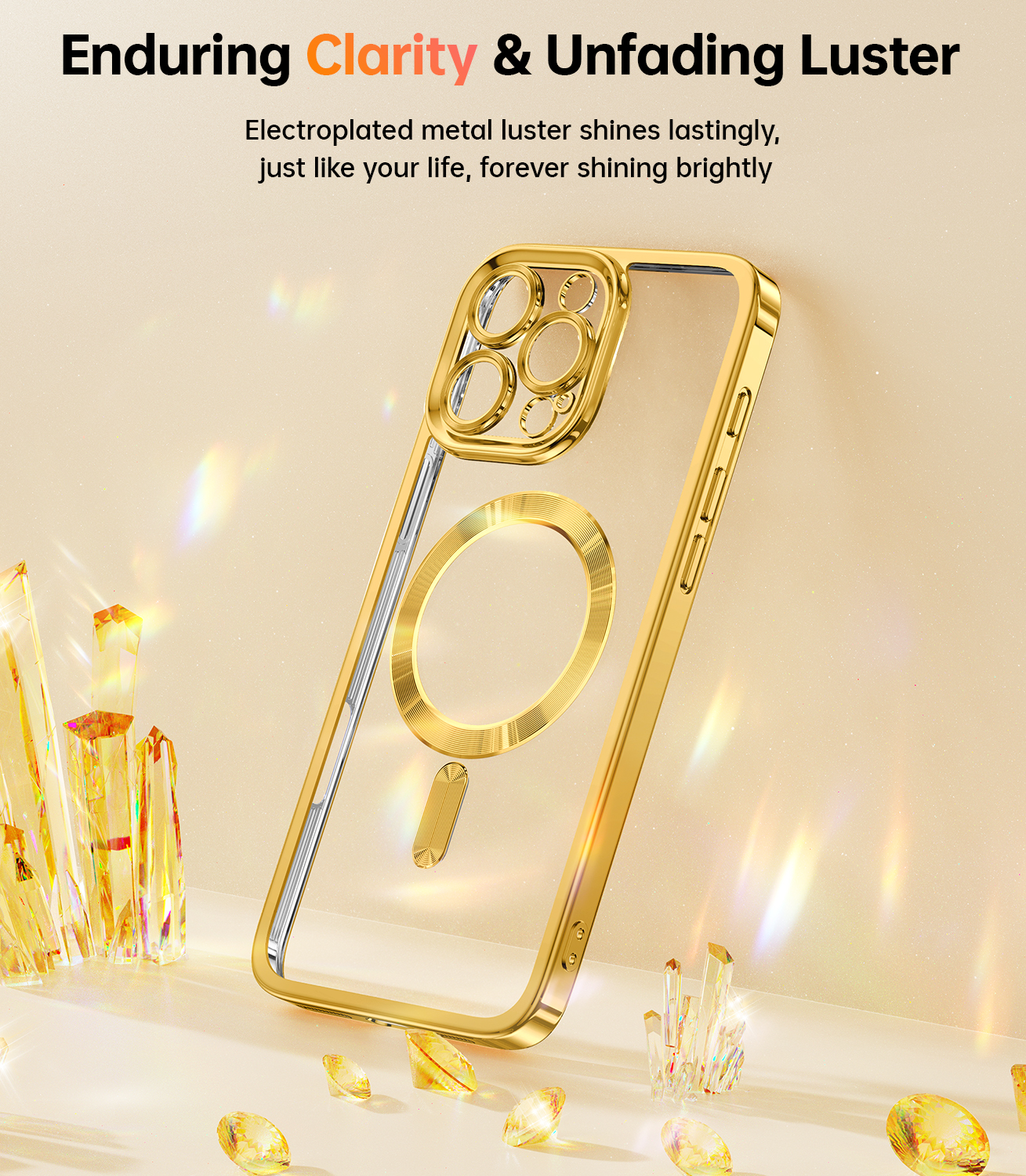 Meifigno Magnetic Case for iPhone 16 Pro Max Gold photo 3