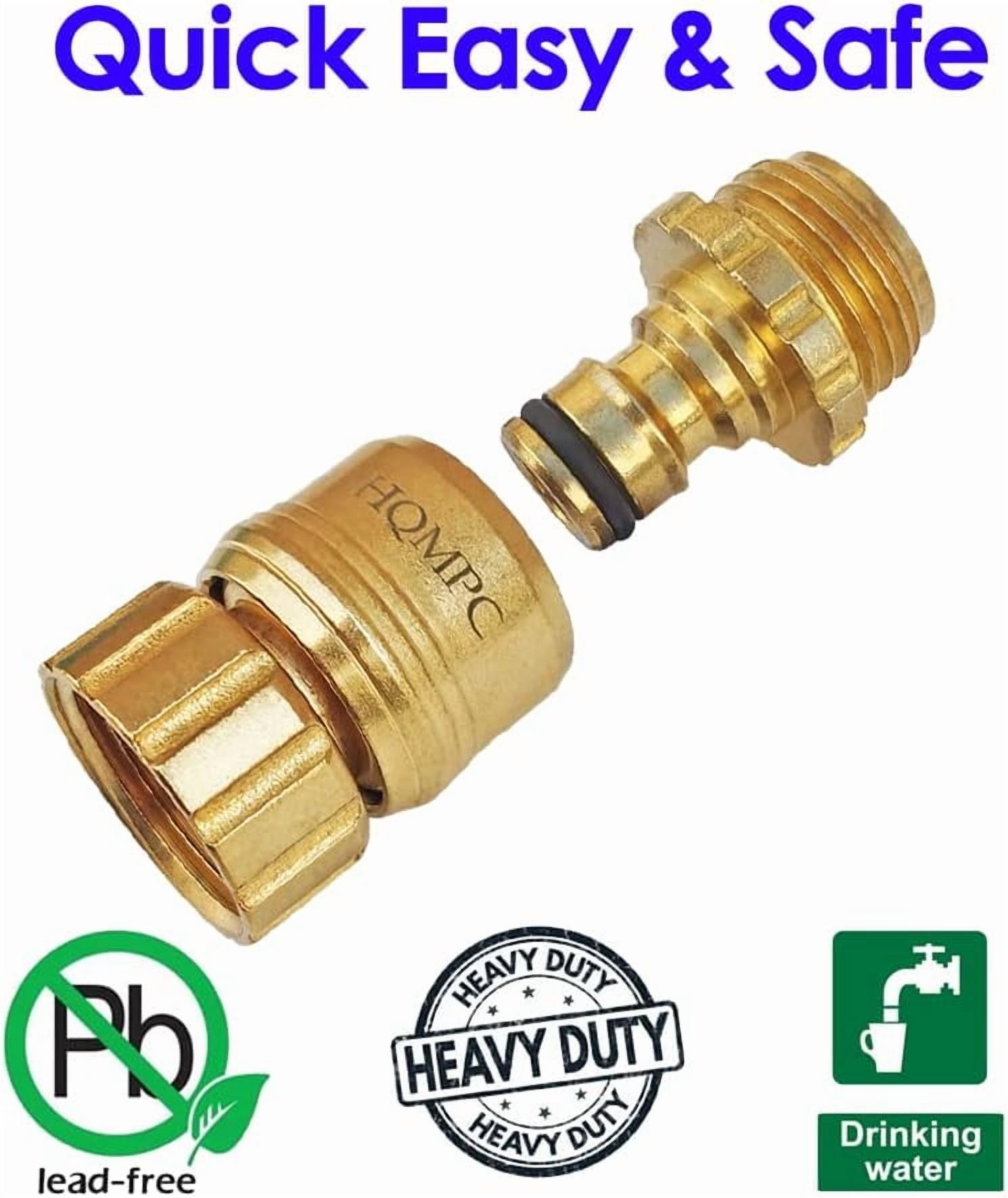 HRTGFD-No Pb Garden Hose Quick Connect Brass Hose Quick Connect Hose Quick Connect Fittings Water Hose Connectors 3/4" GHT (2 SETS)