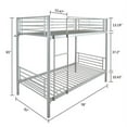 thumbnail image 3 of Twin over Twin Low Bunk Bed, Metal Bunk Bed Frame with Ladder and Safety Guardrails, Load-Bearing 330lb, Noise Free, 3 of 9