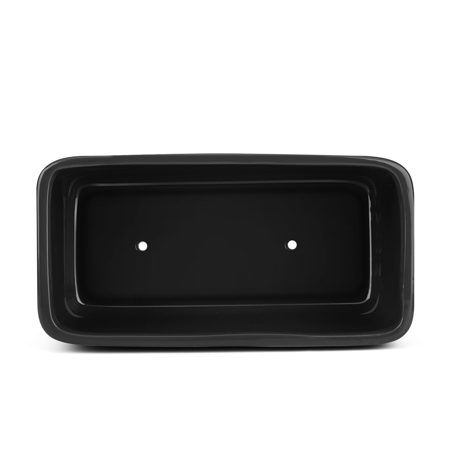 10 Inch Rectangular Ceramic Succulent Planter Pot - Cactus Herb Flower Container Window Box Holder with Removable Drip Tray Base for Tabletop Desktop Indoor Outdoor Home Office Garden (Black)