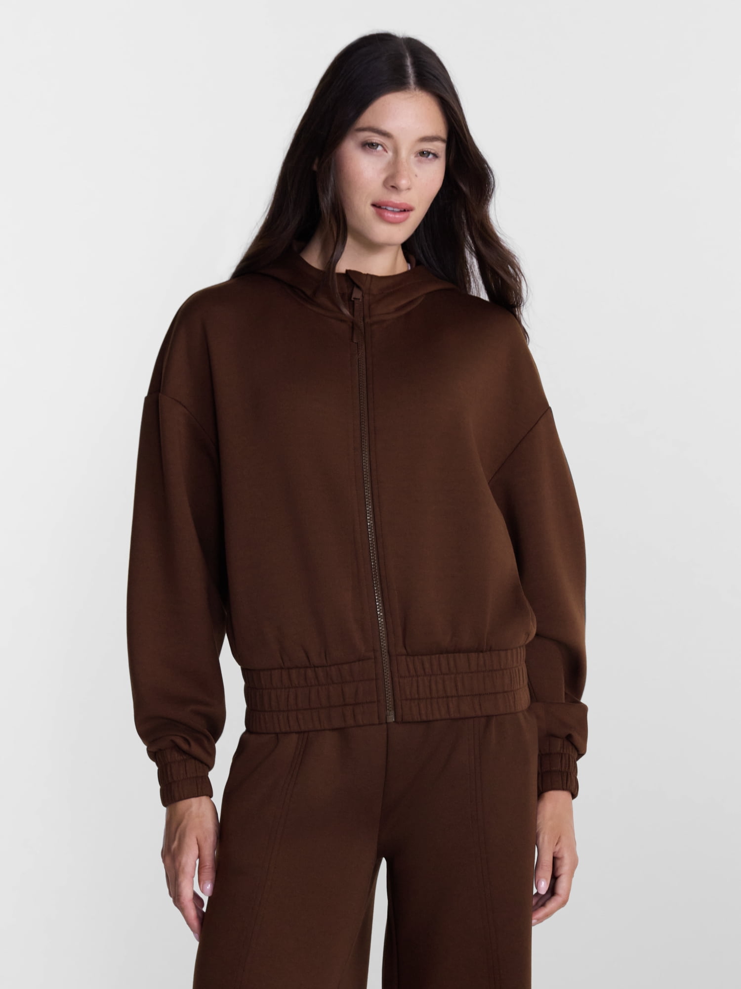 Avia Women's and Women's Plus ScubaKnit Cropped Zip Hoodie, Sizes XS-4X
