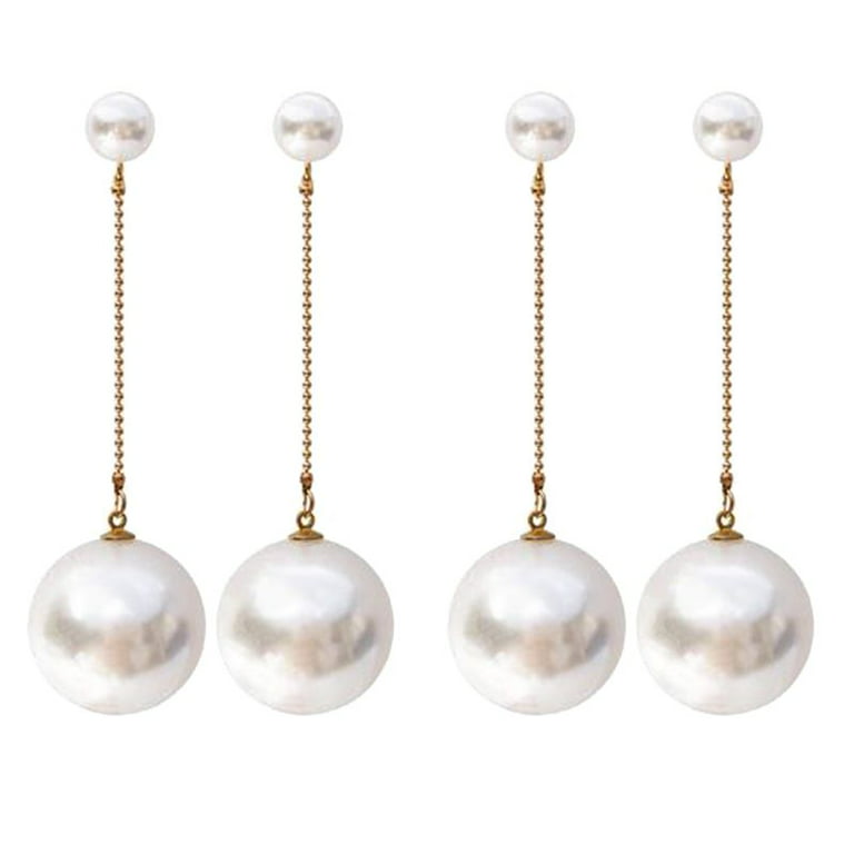 Yaoping Big Simulated Pearl Long Tassel Drop Earrings for Women