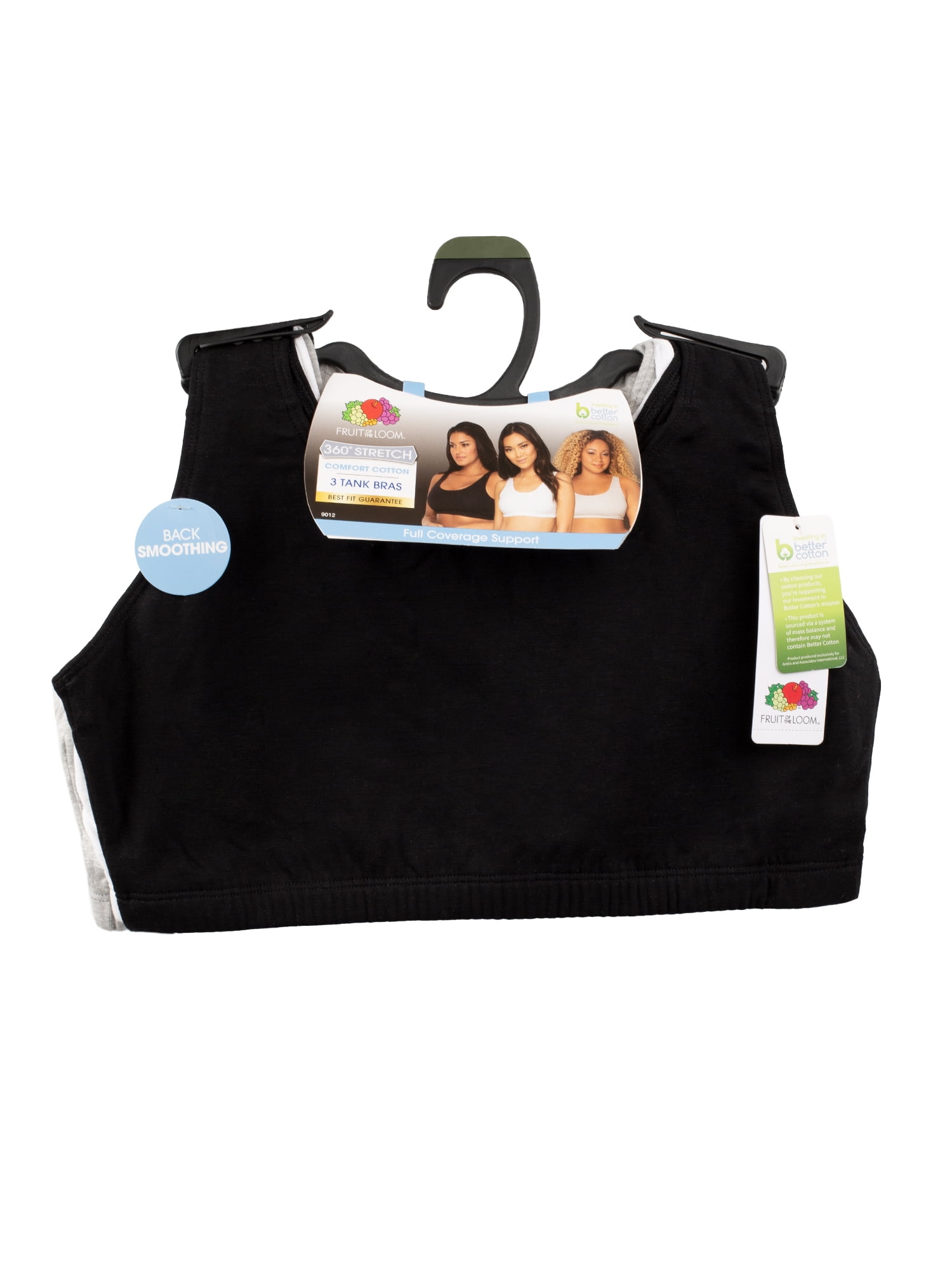 Women's Fruit Of The Loom 9012 Tank Style Sports Bra - 3 Pack (KALEIDOSCOPE/WHT/PEACH 46)