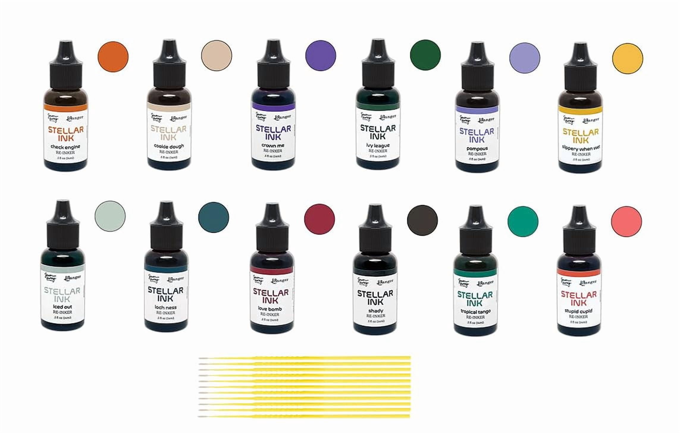 Simon Hurley Stellar Dye Ink Bundle - Set 2-12 SHC Stellar Ink Pads & Coordinating Reinkers, Released October 2025, with Trebbies Detail Sticks
