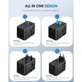 thumbnail image 3 of EPICKA Universal Travel Adapter, GaN International Plug Adapter with 3 USB-C 70W PD Fast Charging & 2 USB-A, Wall Charger for USA EU UK AUS (TA-105 Pro, Black), 3 of 6