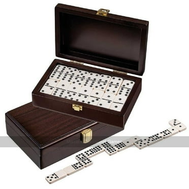 Double 9 Dominoes with Spinners in Smart Wooden Case