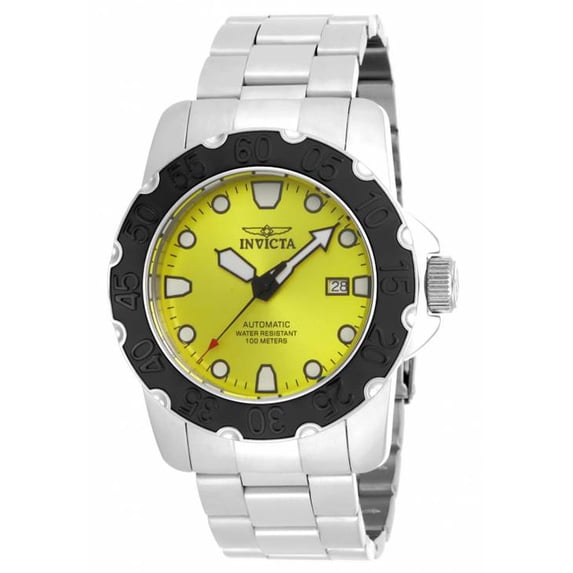 Invicta Men's 17088 Pro Diver Automatic Yellow Dial Stainless Steel Bracelet Watch
