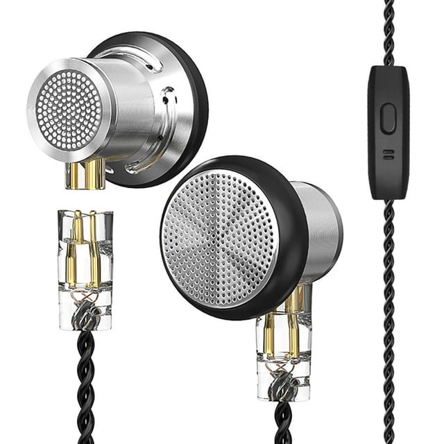 MesaSe Écouteurs Filaires Dynamiques à Réduction de Bruit, Basses Hi-Fi (Argentés Sans Micro)