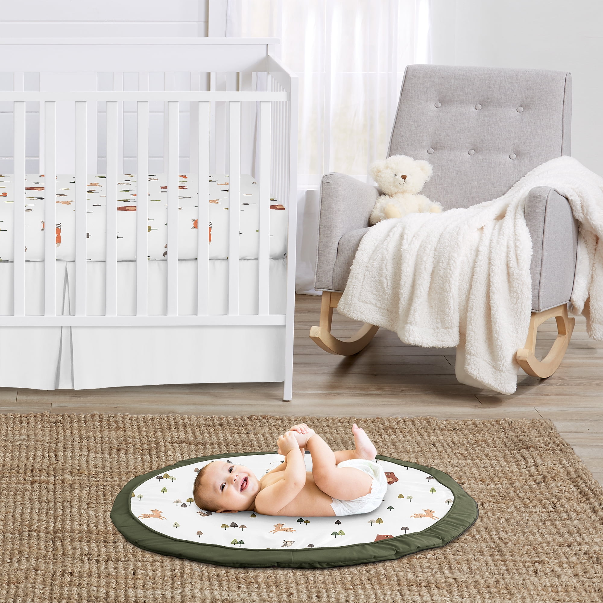Sweet Jojo Designs Woodland Animal Pals Boy, Girl, Unisex/Gender Neutral Baby Tummy Time Play Mat
