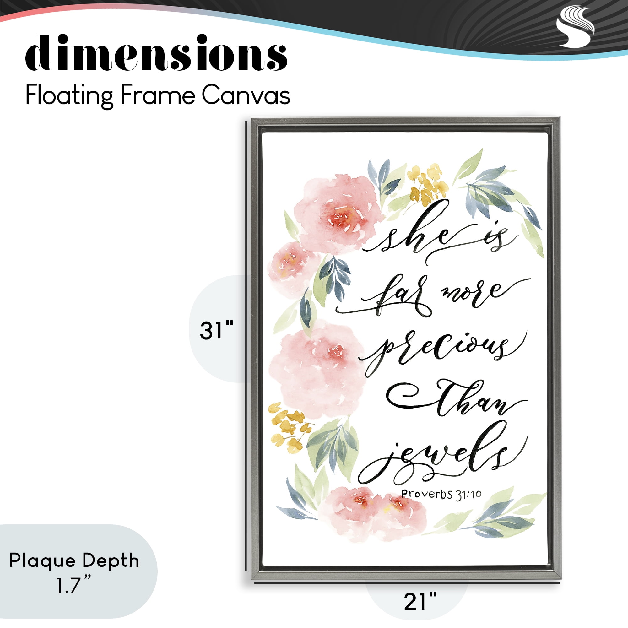 Stupell Industries Far More Precious Than Jewels Gray Framed Floater Canvas Wall Art, design by Lucille Price