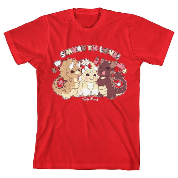 Tasty Peach S'more To Love Youth Girl's Red Crew Neck Short Sleeve T-shirt-Medium