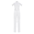 thumbnail image 4 of inlzdz Women's Rumba Latin Dance Rhinestones Sleeveless Tassel Jumpsuit Rompers White L, 4 of 9
