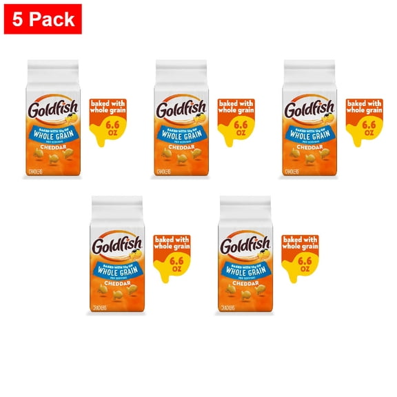 Goldfish Baked With Whole Grain Cheddar Cheese Crackers 6.6 oz - 5 Pack