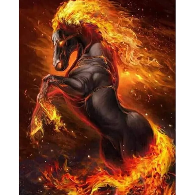Wdftyju Kit de pintura por números DIY caballo de fuego lienzo pintado a mano arte al óleo imagen artesanal Wdftyju 3qf6fp9cw4sp1lj7