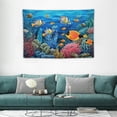 thumbnail image 2 of Chilfamy  Underwater Tapestry Wall Hanging Tropical Fish Jellyfish and Coral Reef Under Blue Sea Wall Hanging Blanket Ocean Tapestries for Bedroom Living Room Dorm Decor,60x40 Inch, 2 of 7