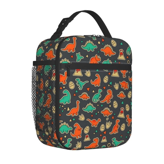 Dinosaur Lunch Bag Insulated Reusable Lightweight Water-Resistant Lunch Box With Water Bottle Holder Suitable For Women Men Lunch Tote