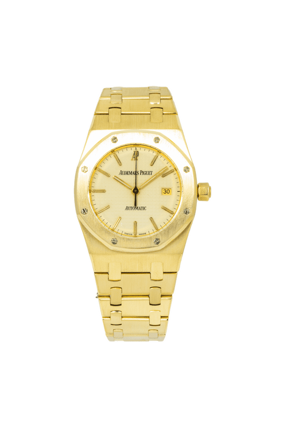 Pre-Owned Audemars Piguet Royal Oak 15000BA 33MM Gold Tapisserie Dial With Yellow Gold Bracelet
