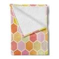 thumbnail image 2 of Geometric Soft Flannel Fleece Blanket, Hexagon Honeycomb Inspired Geometric Modules Contrast Pastel Tones Vintage Print, Cozy Plush for Indoor and Outdoor Use, 50" x 70", Multicolor, by Ambesonne, 2 of 5