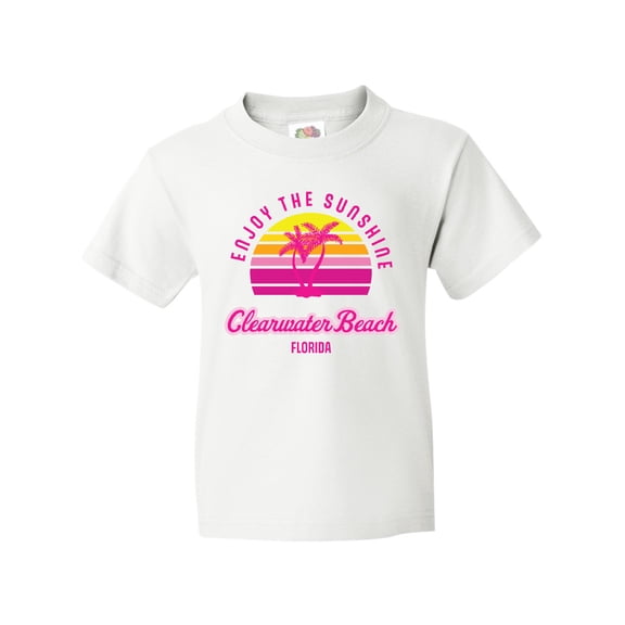 Inktastic Summer Enjoy the Sunshine Clearwater Beach Florida in Pink Youth T-Shirt