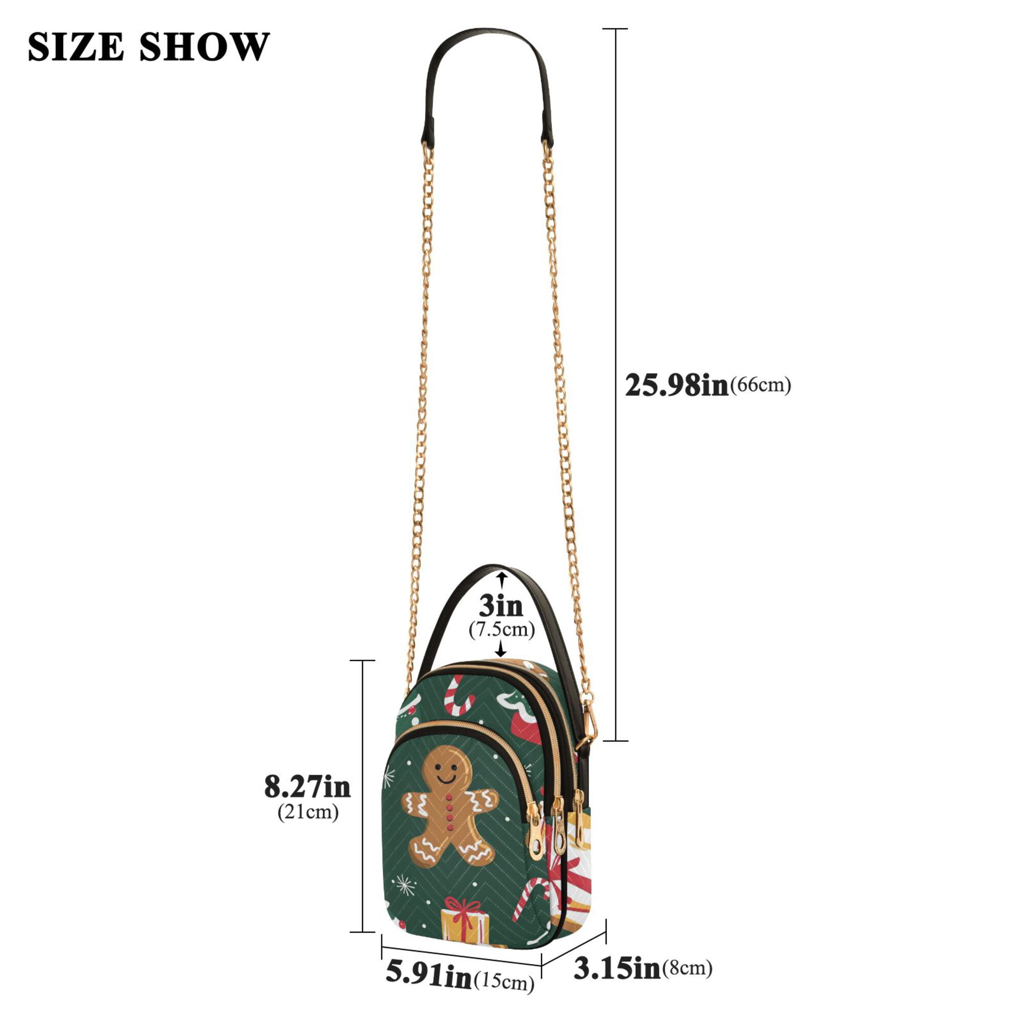 FORMRS Crossbody Bag for Women Quilted Travel Shoulder Cell Phone Purse with Chain Strap Handbag, Green Christmas Gingerbread
