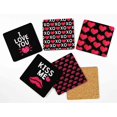 thumbnail image 2 of Inkdotpot Set of 6 Drink Coasters Easy Clean 4-inch SquareCoastersCork Base,Reusable,Love, 2 of 8