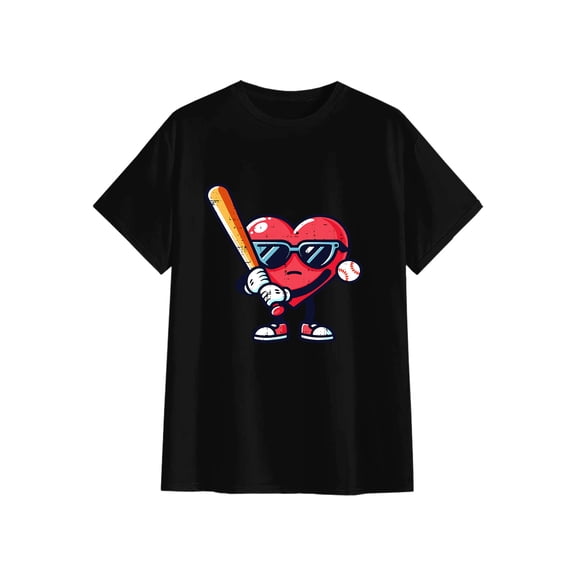 Valentines Day Heart Baseball Boys Toddler Youth Men T-Shirt
