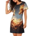 thumbnail image 2 of Kdxio Chemise de Nuit pour Femmes à Imprimé Renard Rouge et Gris, Manches Courtes, Décontractée, Ample et Confortable, 2 of 6