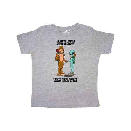 

Inktastic Always Leave a Clean Campsite with Bigfoot and Alien Gift Toddler Boy or Toddler Girl T-Shirt