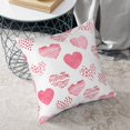 thumbnail image 6 of ZNDUO Square Home Decorative Throw Pillows, Corduroy Pink Watercolor Heart Doodle Pattern Couch Pillows, Throw Pillows for Bed, 18"x18", 6 of 8