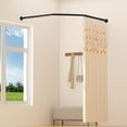thumbnail image 6 of Diamond Shaped Corner Shower Curtain Rod, [Both Sides: 22"-34.8", Middle: 28"-43.7"] Adjustable Heavy Duty Angled Shower Curtain Pole for Bathroom with 12 Hooks & Ceiling Support - Matte Black, 6 of 8