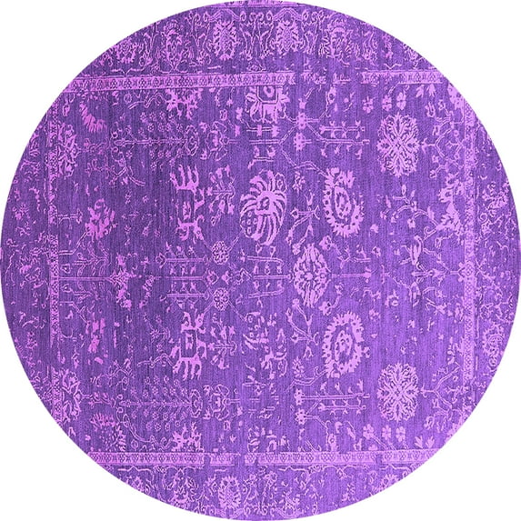 Ahgly Company Indoor Round Oriental Purple Industrial Area Rugs, 3' Round