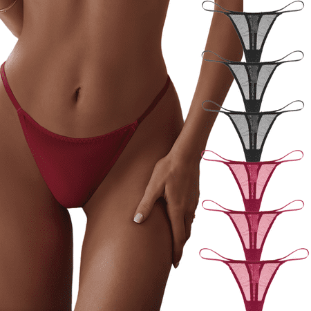 

Varsbaby Women s Thongs Low Waist See Through Panties Lace Mesh G-String for Women-Pack6
