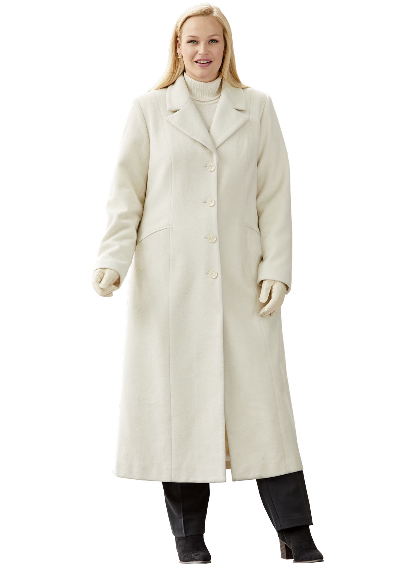 plus size full length wool coat