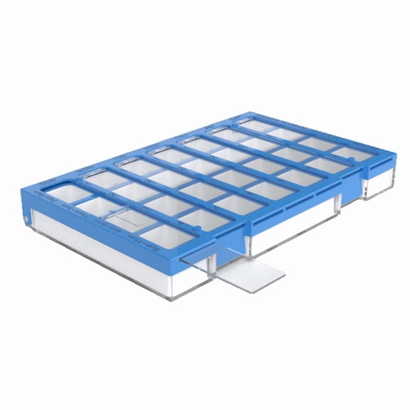 Ezy Dose Weekly (7-Day) Pharmadose Pill Organizer, Easy Fill Tray, 4 Times a Day, Blue (Large)