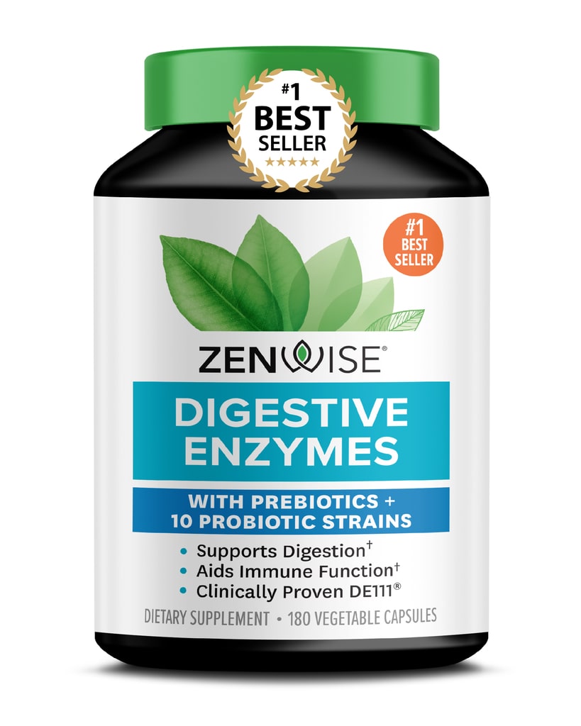 Zenwise Digestive Enzymes with Probiotics and Prebiotics Supplement, Supports Digestive Health