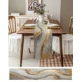 thumbnail image 3 of Marble Gold Table Runner-Cotton Linen- 90 Inch Holiday Dresser Scarves, Gradient Grey Abstract Modern Sky Desert Tablerunner for Kitchen Coffee/Dining Bedroom Living Room Dinner Scarf Décor 13x90, 3 of 9