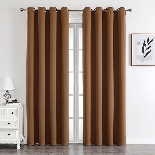 Nvzi Cortinas marrones para dormitorio, 150*250 cm, 1 pieza, cortinas con ojales, fáciles de instalar - Cortinas opacas de poliéster de primera calidad para dormitorio y decoración del hogar.