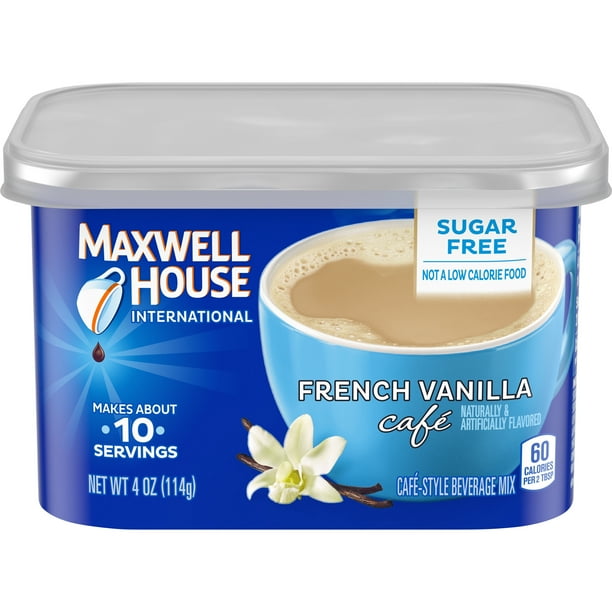 Maxwell House International French Vanilla Cafe Style Sugar Free Instant Coffee Beverage Mix 4 Oz Canister Walmart Com Walmart Com