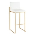 thumbnail image 2 of Fuji 30" White Faux Leather & Gold Steel Barstool Set (3) - Contemporary High Back Design for Kitchen Island. Padded Seat & Back, Indoor Use., 2 of 6