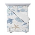 thumbnail image 7 of Quilts Twin Size Bedding Set, Blue Coastal Nautical Lightweight Quilted Comforter, Beach Sea Turtle Ocean Coral Starfish Reversible Bedspread Coverlet with Pillow Covers for All Season, 68" x 86", 7 of 7