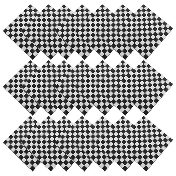 100 PCS Black and White Checkered Napkin Cherry Decoration Towels Paper Home Baby